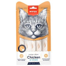 Wanpy Creamy Treat Tavuk Etli ve Yengeçli 5x14 gr Likit Creamy Kedi Ödülü