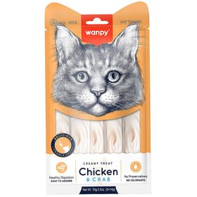 Wanpy Creamy Treat Tavuk Etli ve Yengeçli 5x14 gr Likit Creamy Kedi Ödülü