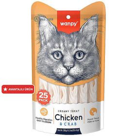Wanpy Creamy Treat Tavuklu Yengeçli Likit Creamy 25x14 gr Kedi Ödülü