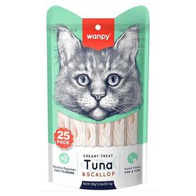 Wanpy Creamy Treat Ton Balığı Deniz Tarağı Likit Creamy 25x14 gr Kedi Ödülü