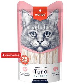 Wanpy Creamy Treat Ton Balık Karidesli Likit Creamy 25x14 gr Kedi Ödülü
