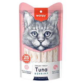 Wanpy Creamy Treat Ton Balık Karidesli Likit Creamy 25x14 gr Kedi Ödülü