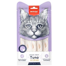 Wanpy Creamy Treat Ton Balıklı Yengeçli Likit Creamy 5x14 gr Kedi Ödülü