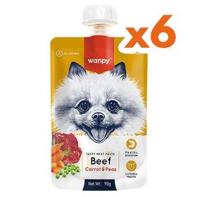 Wanpy Dog Tasty Meat Paste Taze Sığır Etli Ve Havuçlu 6x90 gr Köpek Et Ezmesi
