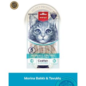Wanpy Hairball Control Morina Balığı Tavuk 5x14 gr Kedi Ödülü