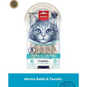 Wanpy Hairball Control Morina Balığı Tavuk 5x14 gr Kedi Ödülü