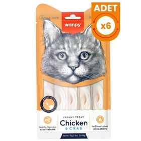 Wanpy Kremalı Tavuk ve Yengeçli 5x14 gr 6 Adet Kedi Ödül Maması