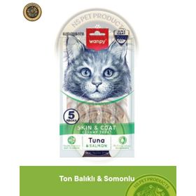 Wanpy Skin Coat Ton Balığı Somonlu 5x14 GR Kedi Ödülü