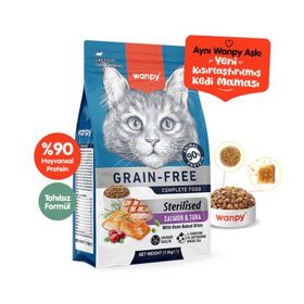 Wanpy Somon ve Ton Balıklı Tahılsız Kısırlaştırılmış 1.5 kg Kedi Maması
