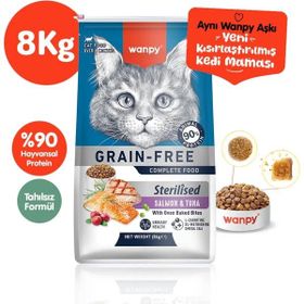 Wanpy Somonlu ve Ton Balıklı Tahılsız Kısırlaştırılmış 8 kg Kuru Kedi Maması