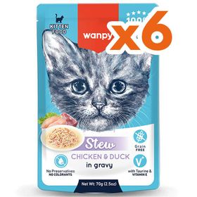 Wanpy Stew Kitten Pouch Tavuklu ve Ördekli 6x70 gr Yavru Kedi Yaş Maması