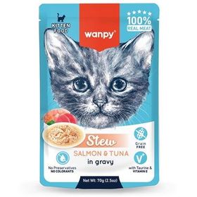 Wanpy Stew Pouch Somon Ton Balıklı 70 gr Yaş Yavru Kedi Maması