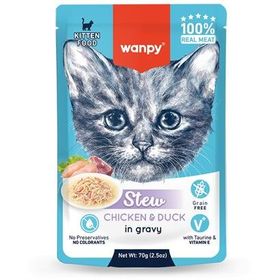Wanpy Stew Pouch Tavuk Ördek 70 gr Yaş Yavru Kedi Maması