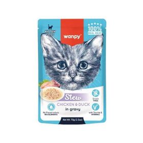 Wanpy Stew Pouch Tavuk Ördek 70 gr Yaş Yavru Kedi Maması