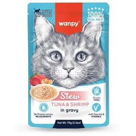 Wanpy Stew Pouch Ton Balık Karidesli 70 gr Yaş Kedi Maması