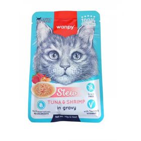 Wanpy Stew Pouch Ton Balık Karidesli 70 gr Yaş Kedi Maması