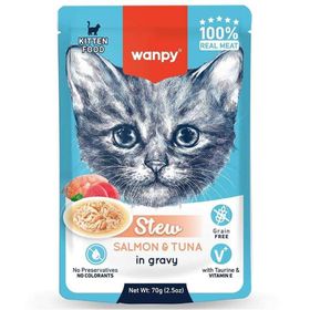 Wanpy Stew Sos İçinde Somon ve Ton Balıklı 70 gr Yavru Kedi Konservesi