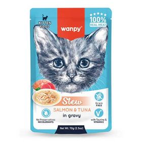 Wanpy Stew Sos İçinde Somon ve Ton Balıklı 70 gr Yavru Kedi Konservesi