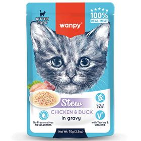Wanpy Stew Sos İçinde Tavuk ve Ördekli 70 gr Yavru Kedi Konservesi