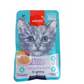 Wanpy Stew Sos İçinde Tavuk ve Ördekli 70 gr Yavru Kedi Konservesi