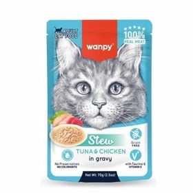 Wanpy Stew Sos İçinde Ton Balıklı ve Tavuklu 70 gr Yetişkin Kedi Konservesi
