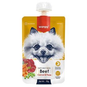 Wanpy Tasty Meat Paste Taze Sığır Etli ve Havuçlu 90 gr Köpek Et Ezmesi