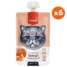 Wanpy Tasty Meat Paste Taze Somonlu Ve Tavuk Etli 6x90 gr Kedi Et Ezmesi
