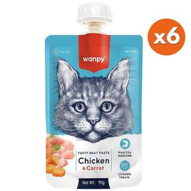 Wanpy Tasty Meat Paste Taze Tavuk Etli Ve Havuçlu 6x90 gr Kedi Et Ezmesi