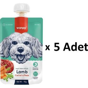 Wanpy Taze Kuzulu Bezelye ve Havuçlu 5x90 gr Köpek Et Ezmesi