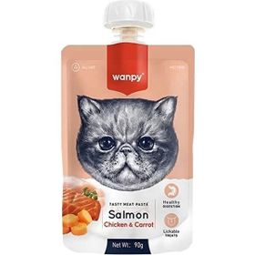Wanpy Taze Somonlu ve Tavuklu Et Ezmesi Doğal 90 gr Kedi Ödülü