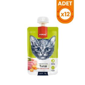 Wanpy Taze Ton Balıklı ve Tavuklu Et Ezmesi Doğal 12x90 gr Kedi Ödülü