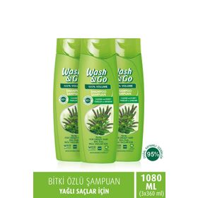 Wash & Go Bitki Özlü 3x360 ml Şampuan