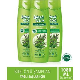 Wash & Go Bitki Özlü 3x360 ml Şampuan