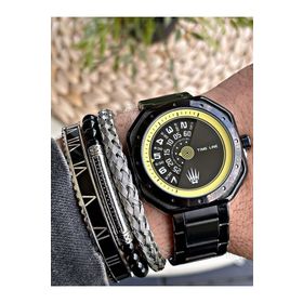 WATCHOFROYAL 3ATM Aquarecer Çelik Kordonlu Hardlex Mineral Cam Siyah Kol Saati