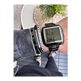 WATCHOFROYAL 3ATM Çelik Kordonlu Kare Kasa ve Hardlex Mineral Cam Siyah Dijital Led Kol Saati