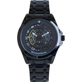 WATCHOFROYAL 3ATM Speedmaster Çelik Kordonlu 316L Çelik Kasa Hardlex Mineral Cam Sarı Siyah Unisex Kol Saati