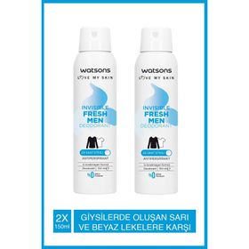 Watsons Invisible Fresh Men 2x150 ml Sprey Deodorant