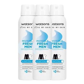 Watsons Invisible Fresh Men 3x150 ml Sprey Deodorant