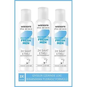 Watsons Invisible Fresh Men 3x150 ml Sprey Deodorant