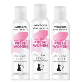 Watsons Invisible Fresh Women 3x150 ml Sprey Deodorant