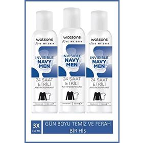 Watsons Invisible Navy Men 3x150 ML Deodorant