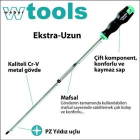 Weber Tools Extra Uzun Yıldız Uçlu Pz2 X 400 Mm Tutamaklı Tornavida