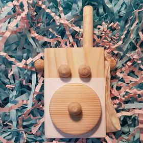 Websunday El Yapımı Ahşap Beyaz Oyuncak Baby Telsiz