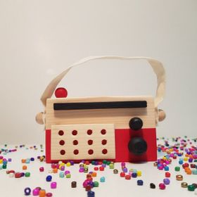 Websunday El Yapımı Ahşap Oyuncak Kırmızı Baby Radyo