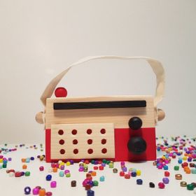 Websunday El Yapımı Ahşap Oyuncak Kırmızı Baby Radyo