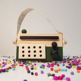 Websunday El Yapımı Ahşap Oyuncak Koyu Yeşil Baby Radyo