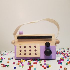 Websunday El Yapımı Ahşap Oyuncak Mor Baby Radyo