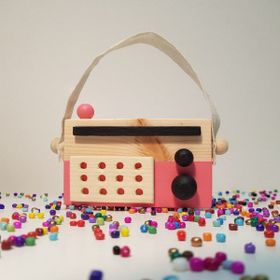 Websunday El Yapımı Ahşap Oyuncak Pembe Baby Radyo