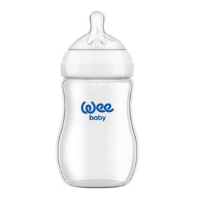 Wee Baby 0-6 Ay Natural Isıya Dayanıklı Açılı Cam Biberon 180 ml - Beyaz