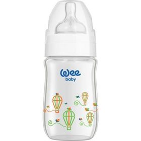 Wee Baby 120 ml Klasik Plus Geniş Ağızlı Isıya Dayanıklı Cam Beyaz Biberon